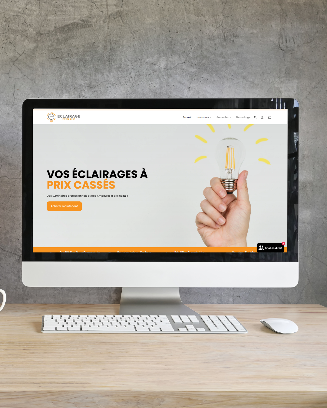 Le site Eclairage Moins Cher, réalisé par Onlinevo